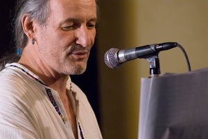 Richard Cambridge performs on the Boston Poetry Slam open mic in 2006. Photo by Marshall Goff.