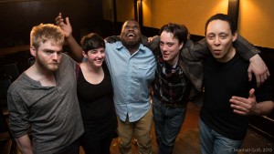 The 2015 Boston Poetry Slam Team. Sean is making the same face he made last year. Photo by Marshall Goff.