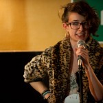 Cassandra de Alba tells it like it is in seventeen syllables at the Dirty Haiku Slam. Photo by Marshall Goff.
