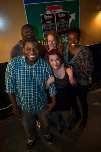 The 2012 Boston Poetry Slam Team. Back to front, left to right: Oz, Antonia, Kemi, Mckendy, and Melissa. Photo by Marshall Goff.