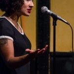 Melissa Lozada-Oliva makes a point during her feature set. Photo by Rich Beaubien.